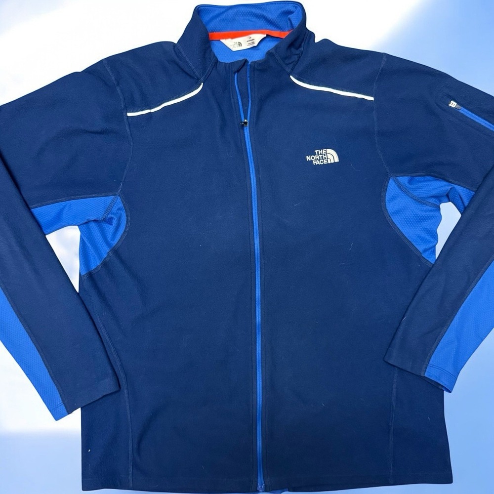 The North Face Men's Full Zip Fleece Jacket Blue Large Outdoor Activewear